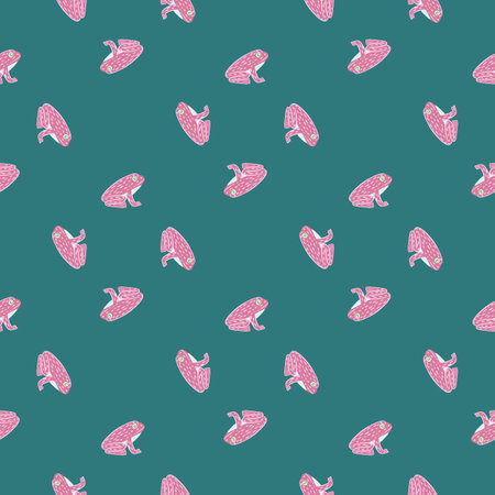 Creative seamless marine animal pattern with abstract pink frogs shapes. Turquoise background. Stock illustration. Vector design for textile, fabric, giftwrap, wallpapers.のイラスト素材