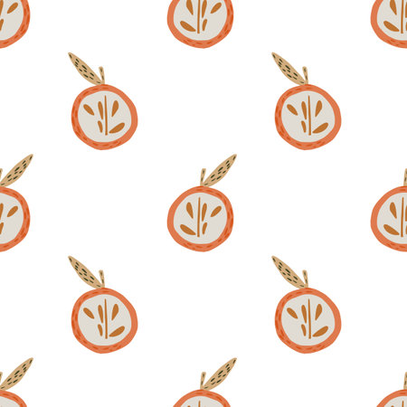 Isolated seamless pattern with half shapes apple grey and red colored ornament. White background. Stock illustration. Vector design for textile, fabric, giftwrap, wallpapers.のイラスト素材