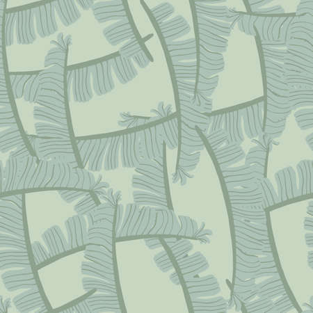 Pastel tones random seamless botanic tropical pattern with fern leaf print. Blue pale palette nature artwork. Graphic design for wrapping paper and fabric textures. Vector Illustration.のイラスト素材