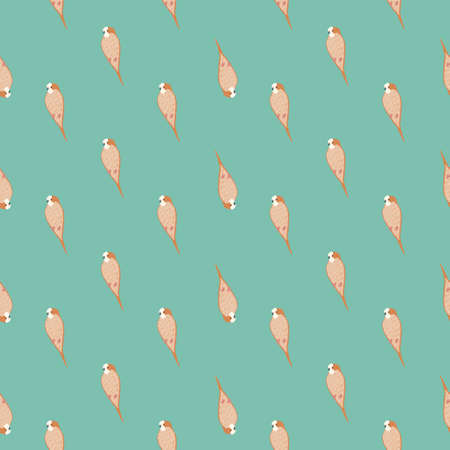 Abstract seamless pattern in kids style with pink colored parrot ornament. Blue bright background. Flat vector print for textile, fabric, giftwrap, wallpapers. Endless illustration.のイラスト素材