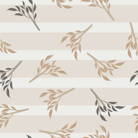 Seamless pastel random pattern with beige branches shapes. Grey background. Doodle design. Stock illustration. Vector design for textile, fabric, giftwrap, wallpapers.のイラスト素材