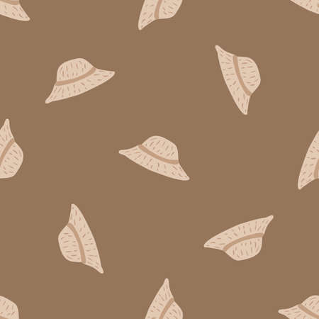 Seamless pattern in minimalistic style with simple panamas elements. Light brown background. Graphic design for wrapping paper and fabric textures. Vector Illustration.のイラスト素材