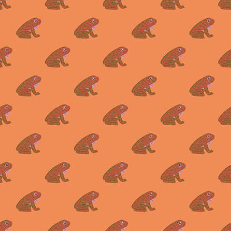 Decorative seamless pattern with amphibian frog silhouettes. Pastel coral background. Kids print. Stock illustration. Vector design for textile, fabric, giftwrap, wallpapers.のイラスト素材