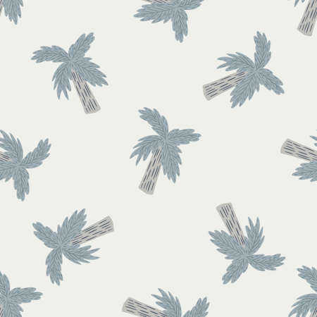 Pastel palette exotic nature seamless pattern with light purple palm shapes. Random exotic nature print. Graphic design for wrapping paper and fabric textures. Vector Illustration.のイラスト素材