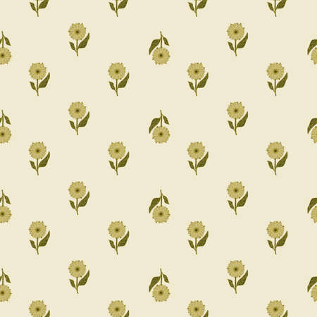 Abstract mealow sunflowers seamless doodle pattern in doodle style. Light pastel background. Nature print. Graphic design for wrapping paper and fabric textures. Vector Illustration.のイラスト素材