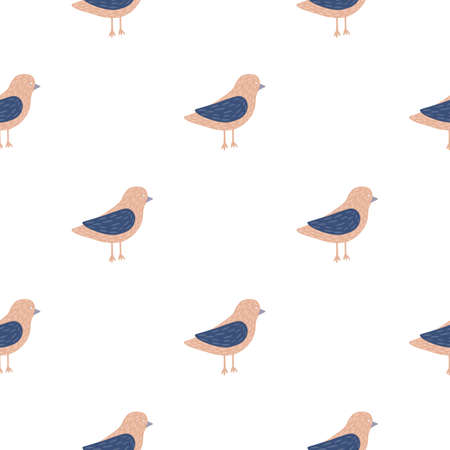 Isolated seamless pattern with pink and navy blue colored birds shapes ornament. White background. Vector illustration for seasonal textile prints, fabric, banners, backdrops and wallpapers.のイラスト素材
