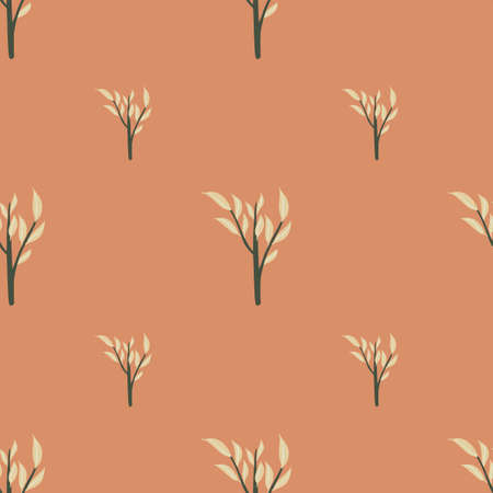 Floral seamless pattern with botanic doodle leaves branches ornament. Pink pastel background. Bloom print. Stock illustration. Vector design for textile, fabric, giftwrap, wallpapers.のイラスト素材