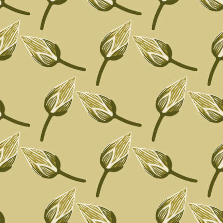 Geometric abstract seamless pattern with beige colored decorative doodle ornament. Pastel tones artwork. Stock illustration. Vector design for textile, fabric, giftwrap, wallpapers.のイラスト素材