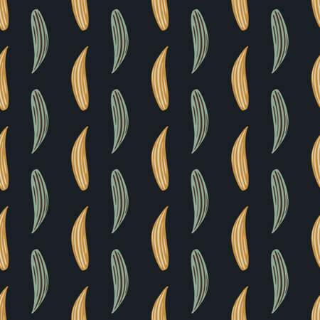 Seamless doodle pattern with blue and beige colored contoured lily of the valley print. Brown background. Stock illustration. Vector design for textile, fabric, giftwrap, wallpapers.のイラスト素材