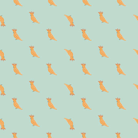 Abstract little animal bird seamless pattern with doodle orange parrot cockatoo shapes. Blue background. Flat vector print for textile, fabric, giftwrap, wallpapers. Endless illustration.のイラスト素材