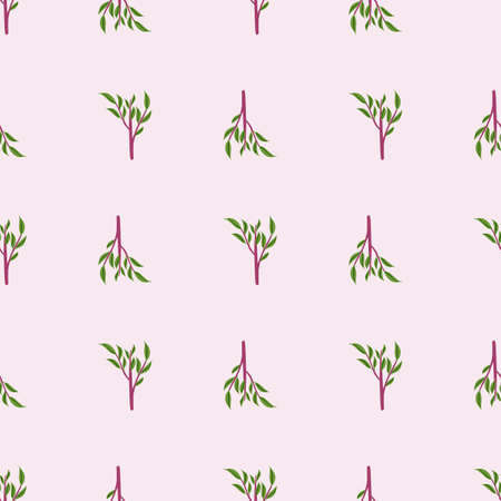 Nature flora seamless pattern with hand drawn green leaf branches shapes. Light background. Doodle print. Stock illustration. Vector design for textile, fabric, giftwrap, wallpapers.のイラスト素材