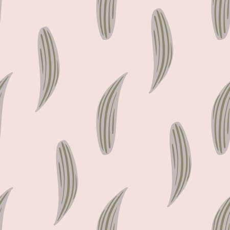 Minimalistic style seamless pattern with hand drawn lily of the valley leaf elements. Pink background. Stock illustration.のイラスト素材