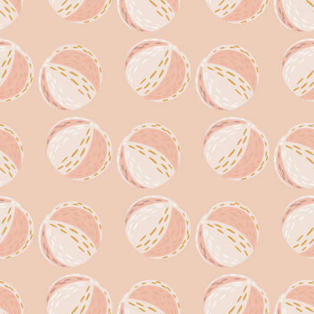 Sport design seamless pattern with pale pink beach ball elements. Simple summer activity backdrop.  Endless illustration.のイラスト素材