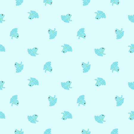 Light animal seamless doodle pattern with cartoon kids blue toads silhouettes. Light pastel background.  Endless illustration.のイラスト素材