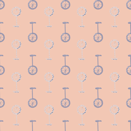 Decorative seamless transport pattern with blue colored bicycle elements print. Pink background.のイラスト素材