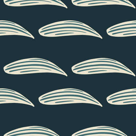 Abstract botany seamless pattern with white lily of the valley doodle leaf shapes. Navy blue background. Stock illustration. Vector design for textile, fabric, giftwrap, wallpapers.のイラスト素材