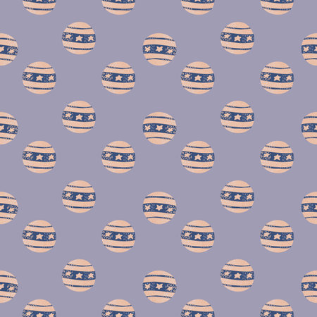 Abstract seamless geometric pattern with light pink colored circus ball elements. Light purple background. Stock illustration. Vector design for textile, fabric, giftwrap, wallpapers.のイラスト素材