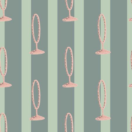 Decorative seamless pattern with pink colored circus ring ornament. Grey striped background. Stock illustration. Vector design for textile, fabric, giftwrap, wallpapers.のイラスト素材