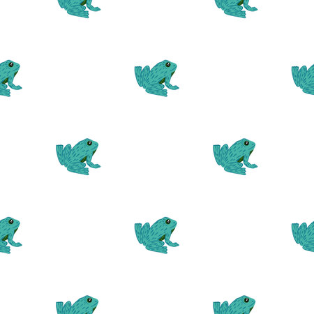 Isolated cartoon childish seamless pattern with simple hand drawn blue toad silhouettes. White background. Flat vector print for textile, fabric, giftwrap, wallpapers. Endless illustration.のイラスト素材
