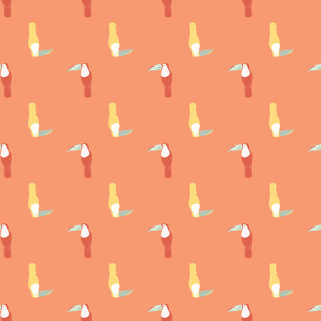 Cartoon seamless pattern in cartoon style with simple toucan birs shapes. Pink background. Flat vector print for textile, fabric, giftwrap, wallpapers. Endless illustration.のイラスト素材