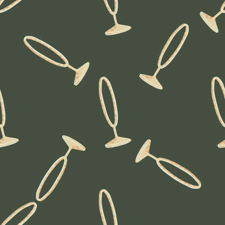 Minimalistic style seamless pattern with random light circus ring ornament. Pale green olive background. Stock illustration. Vector design for textile, fabric, giftwrap, wallpapers.のイラスト素材