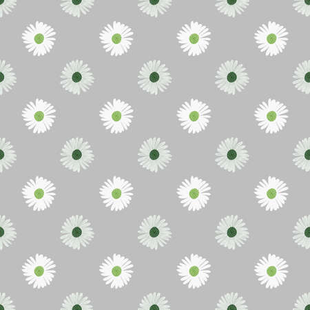 Simple style nature seamless pattern with creative daisy flowers ornament. Pastel blue background. Flat vector print for textile, fabric, giftwrap, wallpapers. Endless illustration.のイラスト素材
