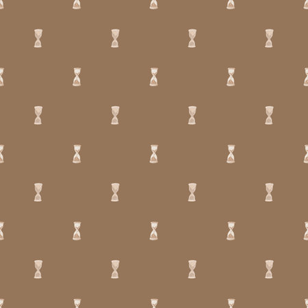Creative seamless pattern with white contoured hourglass ornament. Brown pastel background. Simple style. Designed for fabric design, textile print, wrapping, cover. Vector illustration.のイラスト素材