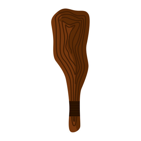 Truncheon of stone age on white background.Bludgeon from wood in flat style vector illustration.のイラスト素材