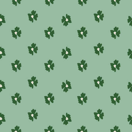 Vintage seamless pattern with doodle green flower bud silhouettes print. Pale blue background. Graphic design for wrapping paper and fabric textures. Vector Illustration.のイラスト素材