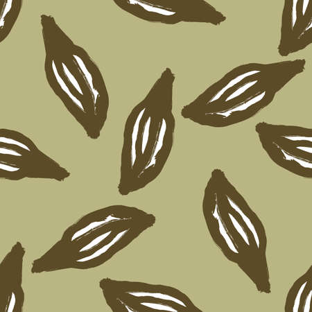 Bloom seamless pattern with abstract leaf foliage print. Green olive pale background. Random print. Flat vector print for textile, fabric, giftwrap, wallpapers. Endless illustration.のイラスト素材