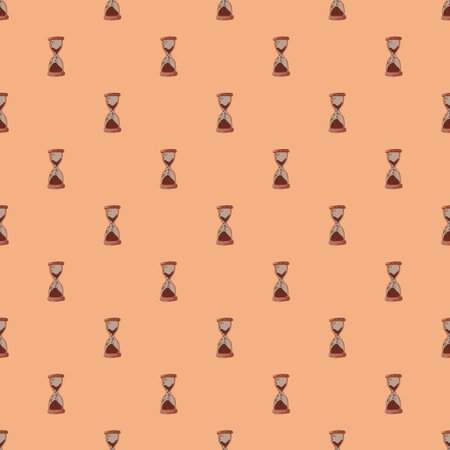 Hand drawn seamless pattern with hourglass elements print. Pink coral background. Decorative print....