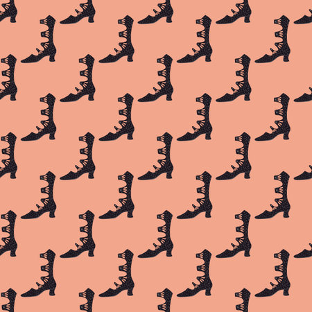 Decorative seamless pattern with fashion women black boots ornament. Beige background. Scrapbook print. Stock illustration. Vector design for textile, fabric, giftwrap, wallpapers.のイラスト素材