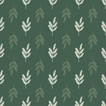 Scrapbook floral seamless pattern with foliage abstract doodle print. Green olive background. Flat vector print for textile, fabric, giftwrap, wallpapers. Endless illustration.のイラスト素材