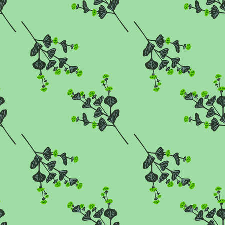 Bright spring seamless botanic pattern with doodle willdflowers silhouettes. Light background. Graphic design for wrapping paper and fabric textures. Vector Illustration.のイラスト素材