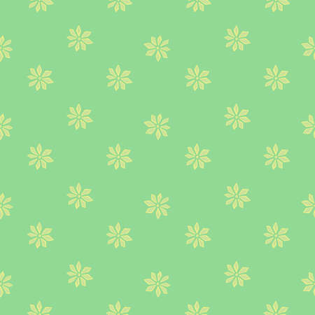 Spring cute seamless pattern with little yellow simple carnation flowers print. Light green background. Stock illustration. Vector design for textile, fabric, giftwrap, wallpapers.のイラスト素材