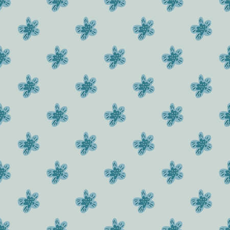 Seamless pattern in simple style with cute flowers elements. Blue pastel palette. Spring decorative floral backdrop. Flat vector print for textile, fabric, giftwrap, wallpapers. Endless illustration.のイラスト素材