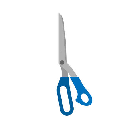 Garden scissors isolated on white background. Scissors with blue hand in flat style. Design vector illustration.のイラスト素材