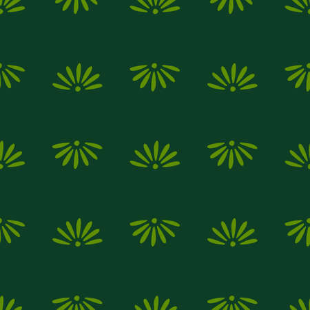 Botanic bloom seamless pattern in simple style with chamomile ornament. Green colored ornament. Flat vector print for textile, fabric, giftwrap, wallpapers. Endless illustration.のイラスト素材
