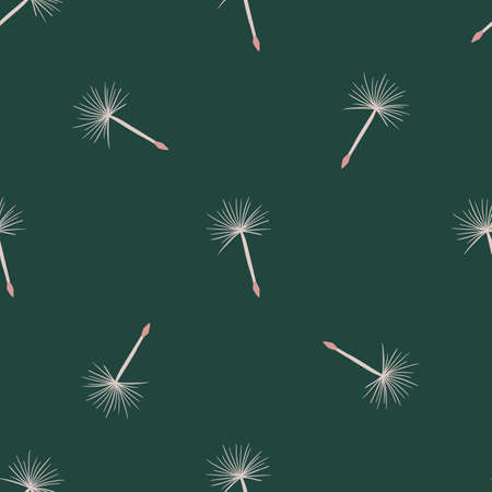 Minimalistic style seamless doodle pattern with simple dandelion element shapes. Turquoise background. Flat vector print for textile, fabric, giftwrap, wallpapers. Endless illustration.のイラスト素材