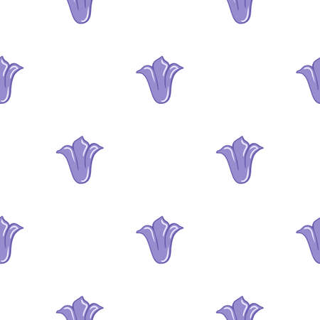Isolated seamless pattern with botanic purple tulip buds ornament. White background. Doodle print. Flat vector print for textile, fabric, giftwrap, wallpapers. Endless illustration.のイラスト素材