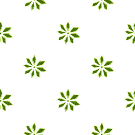 Isolated seamless doodle pattern with carnation flowers elements. White background. Green ornament. Stock illustration. Vector design for textile, fabric, giftwrap, wallpapers.のイラスト素材