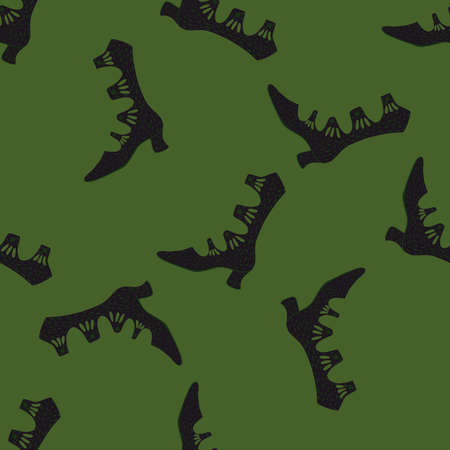 Doodle seamless elegance pattern with womes accessories black boots silhouettes. Green background. Random print. Stock illustration. Vector design for textile, fabric, giftwrap, wallpapers.のイラスト素材