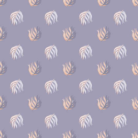 Botanic seamless doodle pattern with leaf branches ornament. Purple pastel background. Flat vector print for textile, fabric, giftwrap, wallpapers. Endless illustration.のイラスト素材