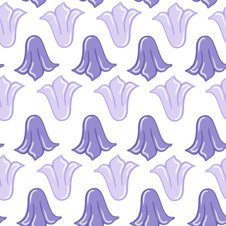 Blue colored tulip flowers buds seamless pattern. Isolated floral print on white background. Simple style. Flat vector print for textile, fabric, giftwrap, wallpapers. Endless illustration.のイラスト素材