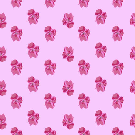 Summer bright seamless pattern with flower silhouettes in pink palette. Hand drawn botanic backdrop. Graphic design for wrapping paper and fabric textures. Vector Illustration.のイラスト素材