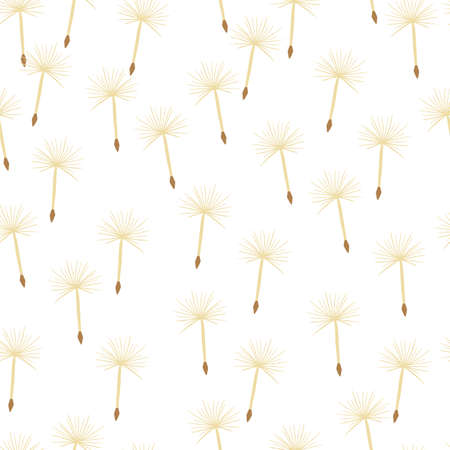 Isolated seamless doodle pattern with pink dandelion ornament. White background. Random flower print. Flat vector print for textile, fabric, giftwrap, wallpapers. Endless illustration.のイラスト素材
