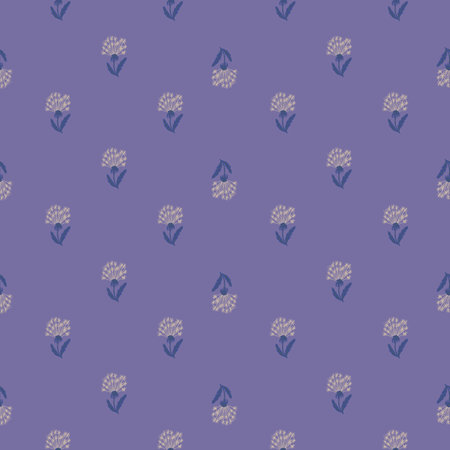 Little doodle dandelion silhouettes seamless pattern in nature style. Purple pastel background. Doodle print. Great for fabric design, textile print, wrapping, cover. Vector illustration.のイラスト素材