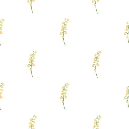 Isolated decorative seamless pattern with orange lily of the valley elements. White background. Doodle style. Stock illustration. Vector design for textile, fabric, giftwrap, wallpapers.のイラスト素材