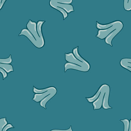 Seamless pattern with random tulip buds silhouettes ornament. Blue background. Nature ornament. Flat vector print for textile, fabric, giftwrap, wallpapers. Endless illustration.のイラスト素材