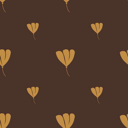Autumn tones seamless pattern with seasonal floral cosmos flowers shapes. Brown and beige palette artwork. Vector illustration for seasonal textile prints, fabric, banners, backdrops and wallpapers.のイラスト素材